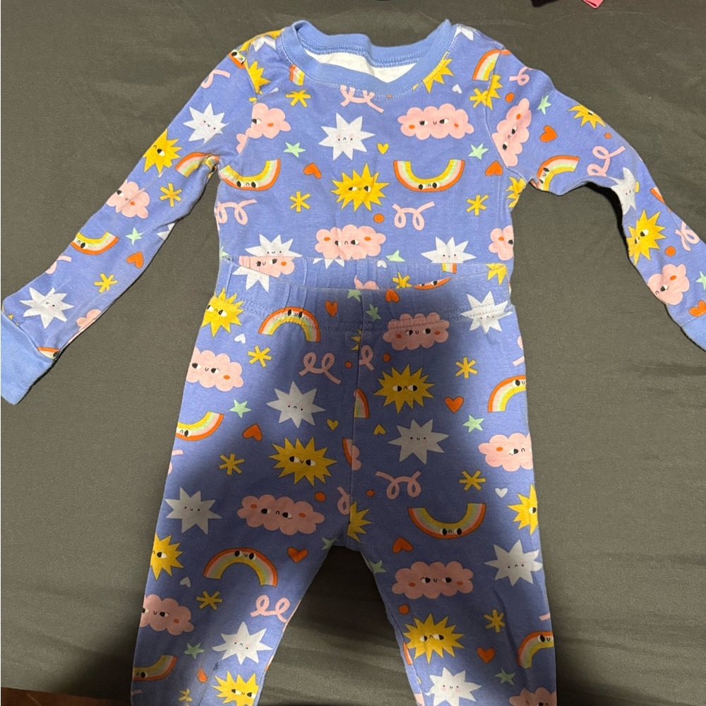 Old Navy Blue Kids Pajama Set with Fun Patterns